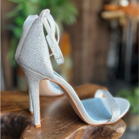 White rhinestones elegant simple occasion heels - Picture 8 of 11